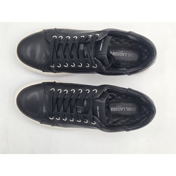 Karl Lagerfeld Paris Logo Leather Sneakers Black Mens 10 main image 4